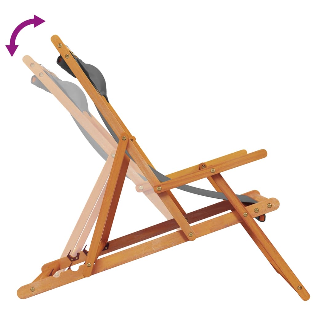 Strandstoelen 2 st inklapbaar stof grijs is nu te koop bij PeponiXL, paradijselijk wonen!