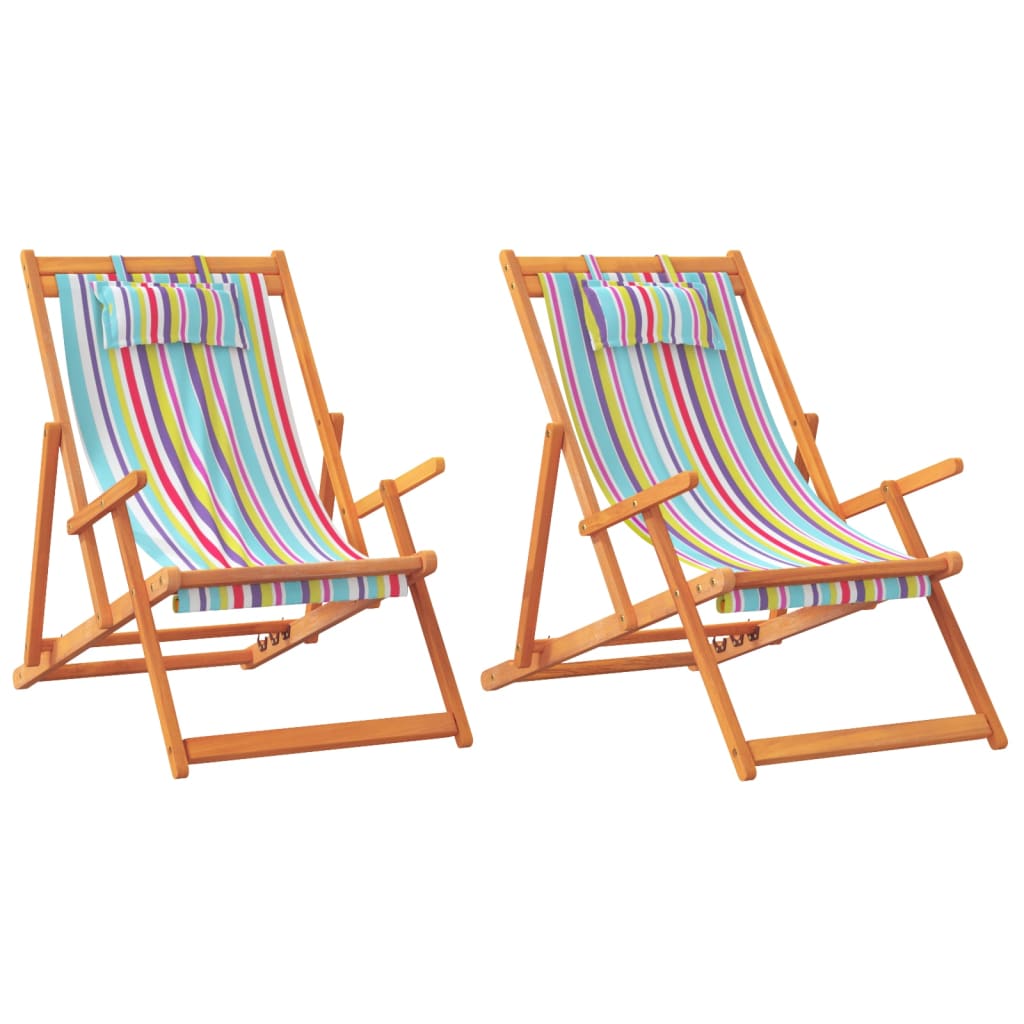 Strandstoelen 2 st inklapbaar stof meerkleurig is nu te koop bij PeponiXL, paradijselijk wonen!