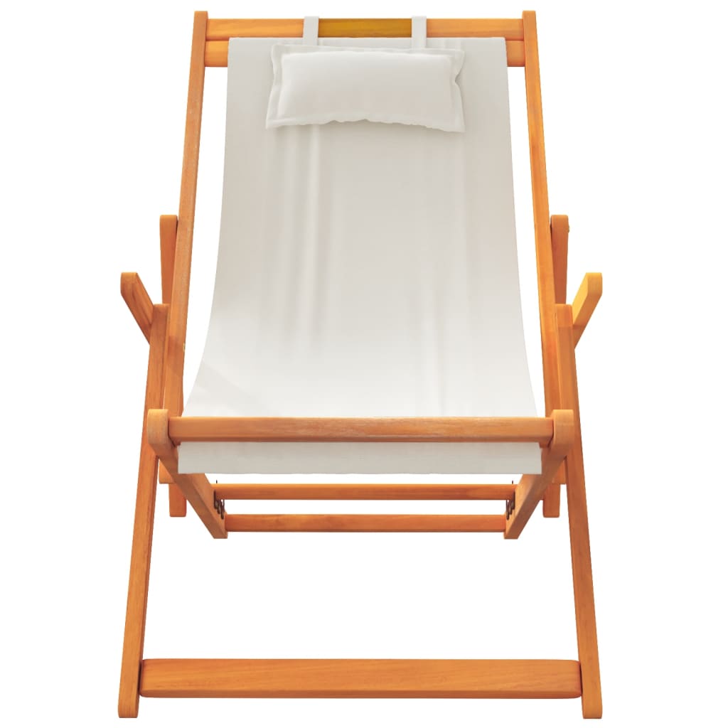 Strandstoelen 2 st inklapbaar stof crèmekleurig is nu te koop bij PeponiXL, paradijselijk wonen!