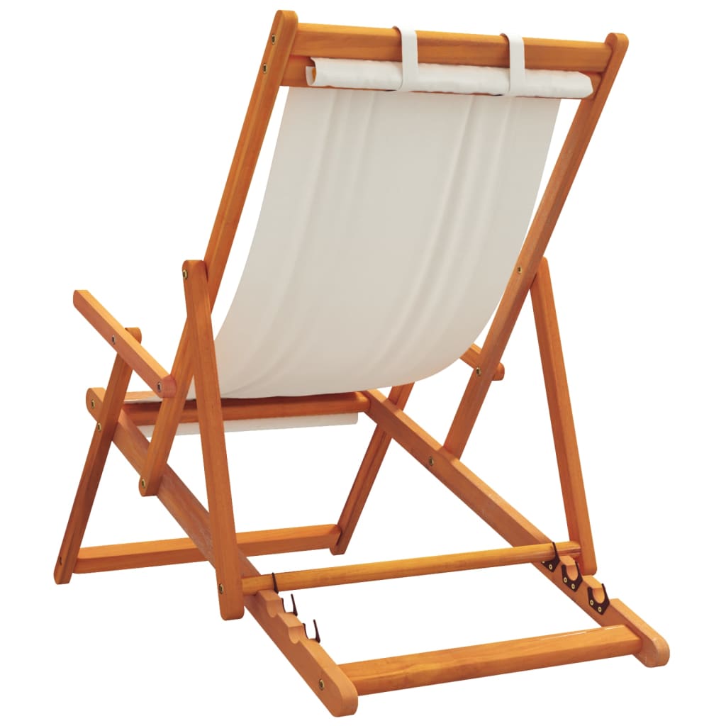 Strandstoelen 2 st inklapbaar stof crèmekleurig is nu te koop bij PeponiXL, paradijselijk wonen!