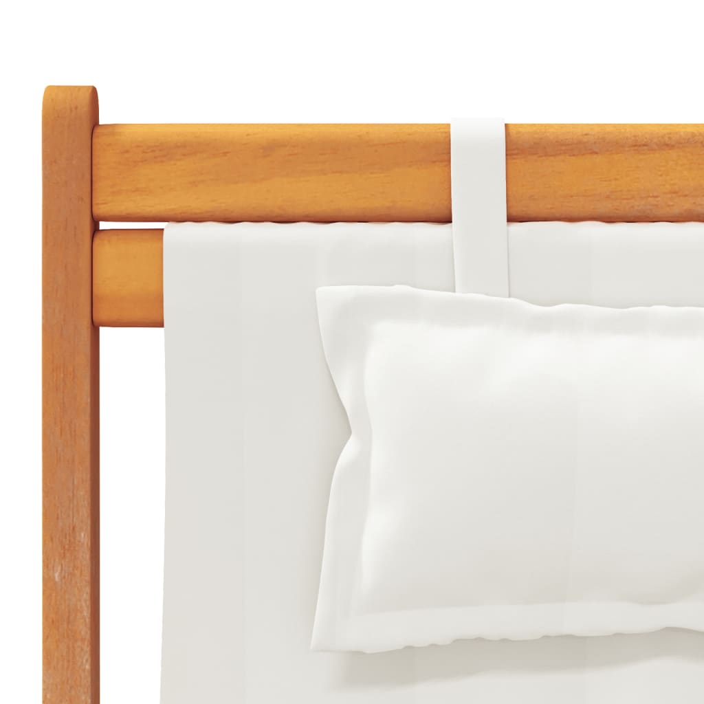 Strandstoelen 2 st inklapbaar stof crèmekleurig is nu te koop bij PeponiXL, paradijselijk wonen!