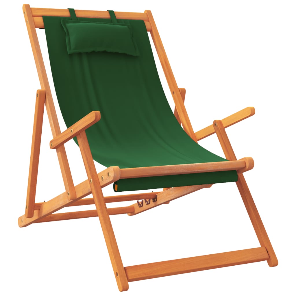 Strandstoelen 2 st inklapbaar stof groen is nu te koop bij PeponiXL, paradijselijk wonen!