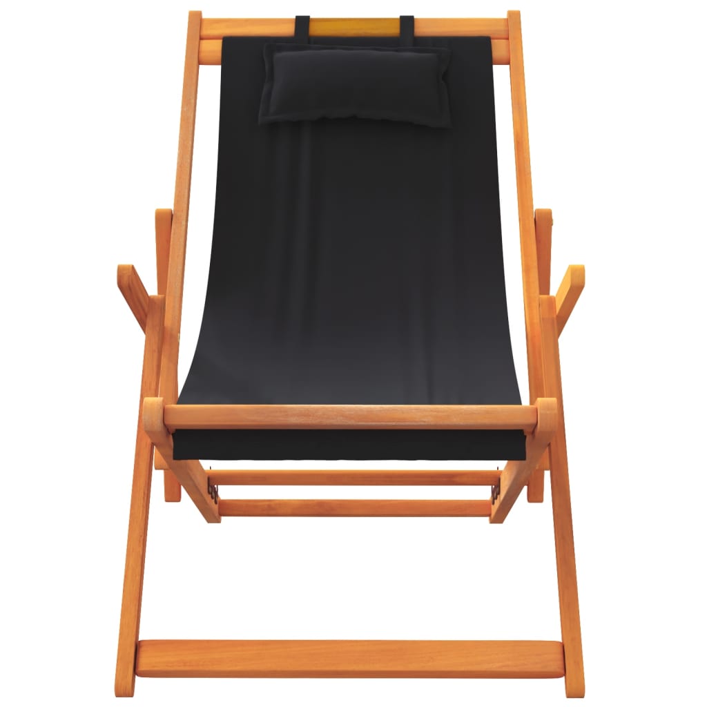 Strandstoelen 2 st inklapbaar stof zwart is nu te koop bij PeponiXL, paradijselijk wonen!