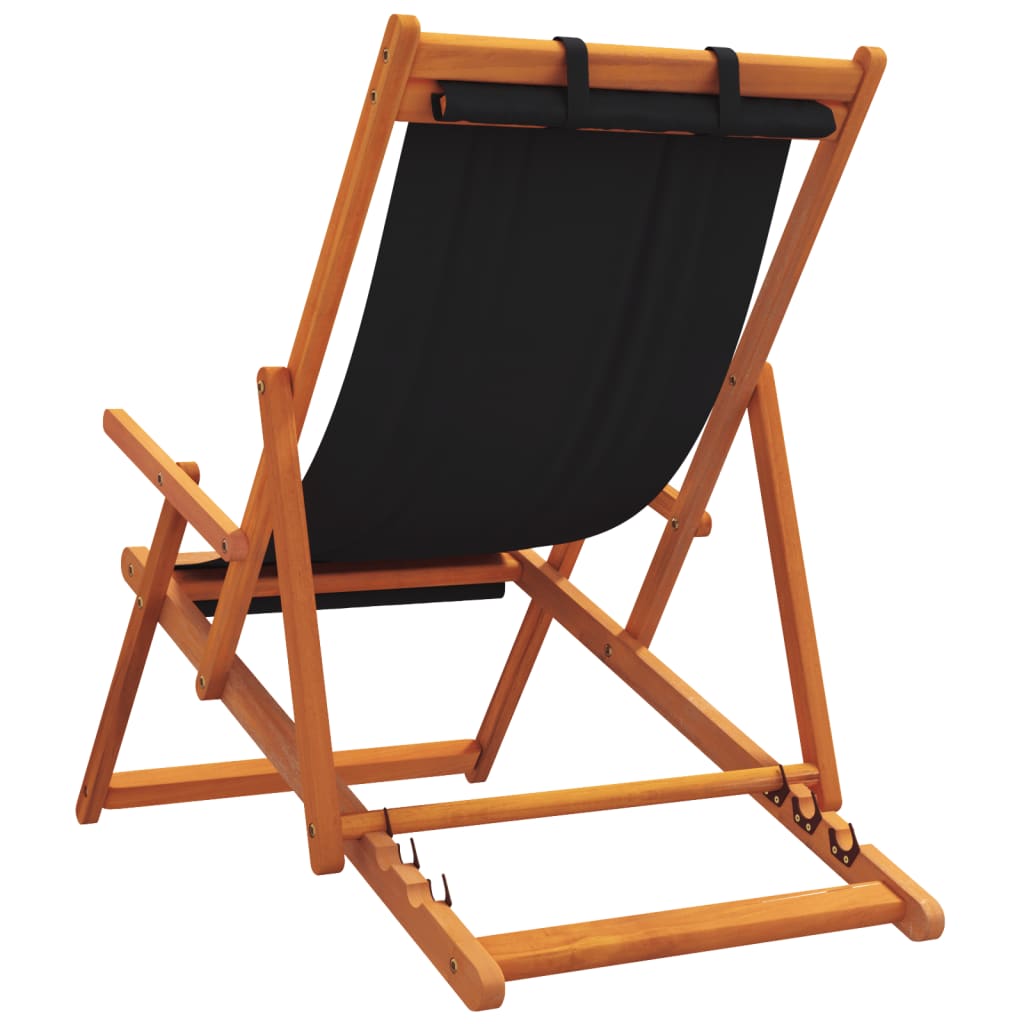 Strandstoelen 2 st inklapbaar stof zwart is nu te koop bij PeponiXL, paradijselijk wonen!