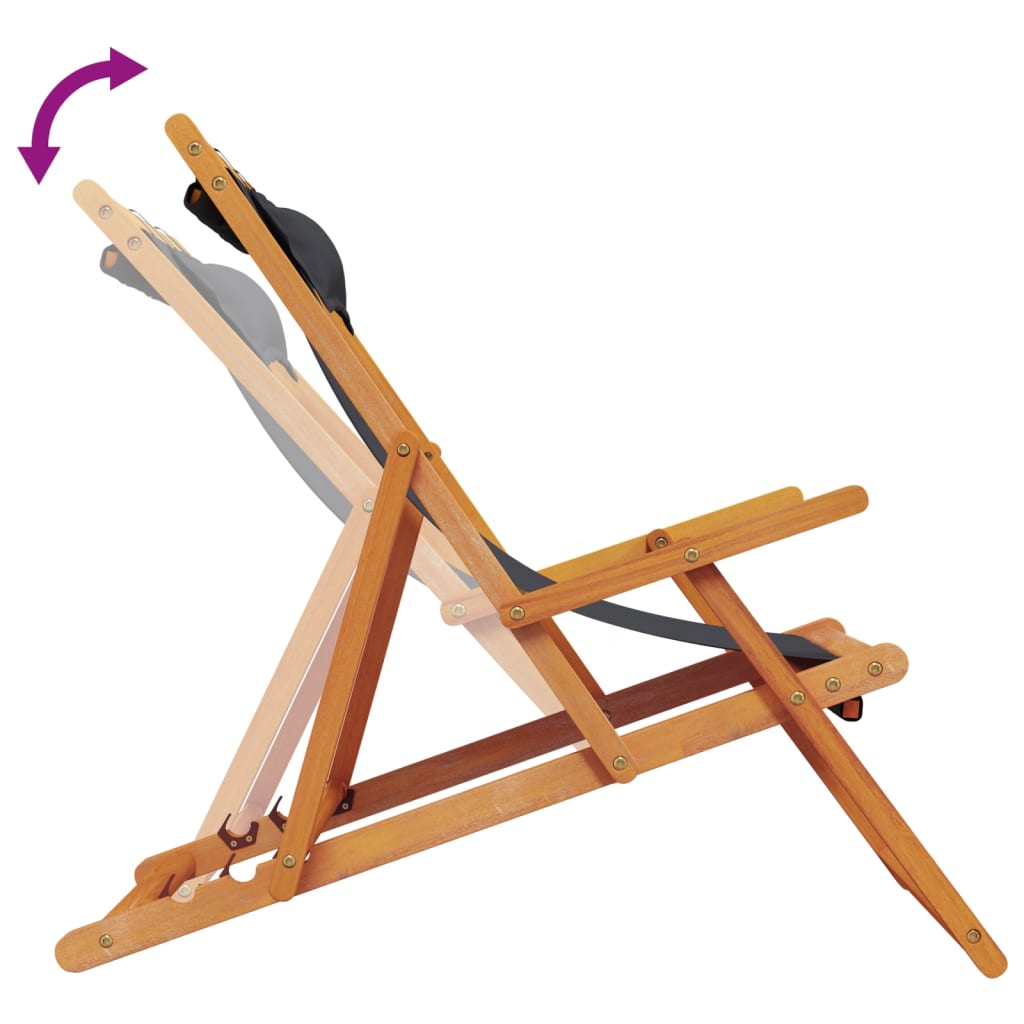 Strandstoelen 2 st inklapbaar stof zwart is nu te koop bij PeponiXL, paradijselijk wonen!