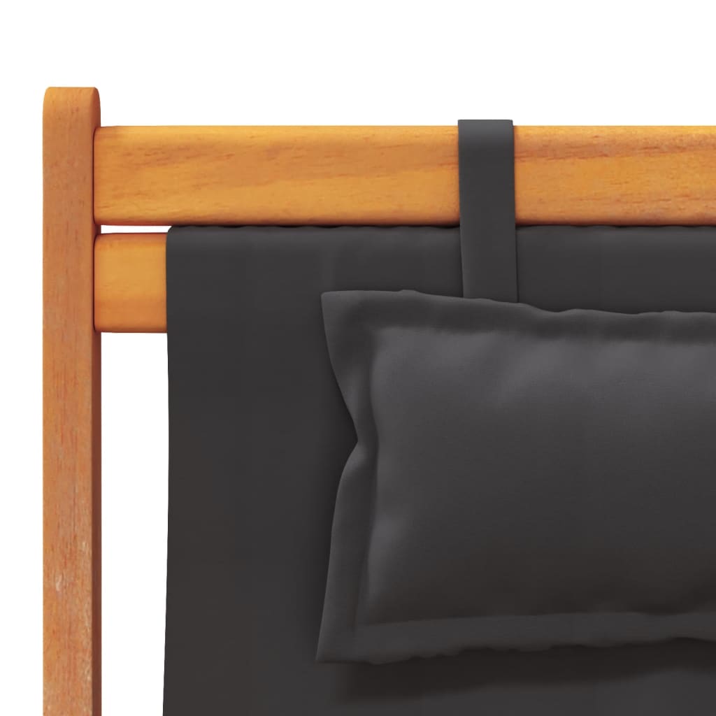 Strandstoelen 2 st inklapbaar stof zwart is nu te koop bij PeponiXL, paradijselijk wonen!