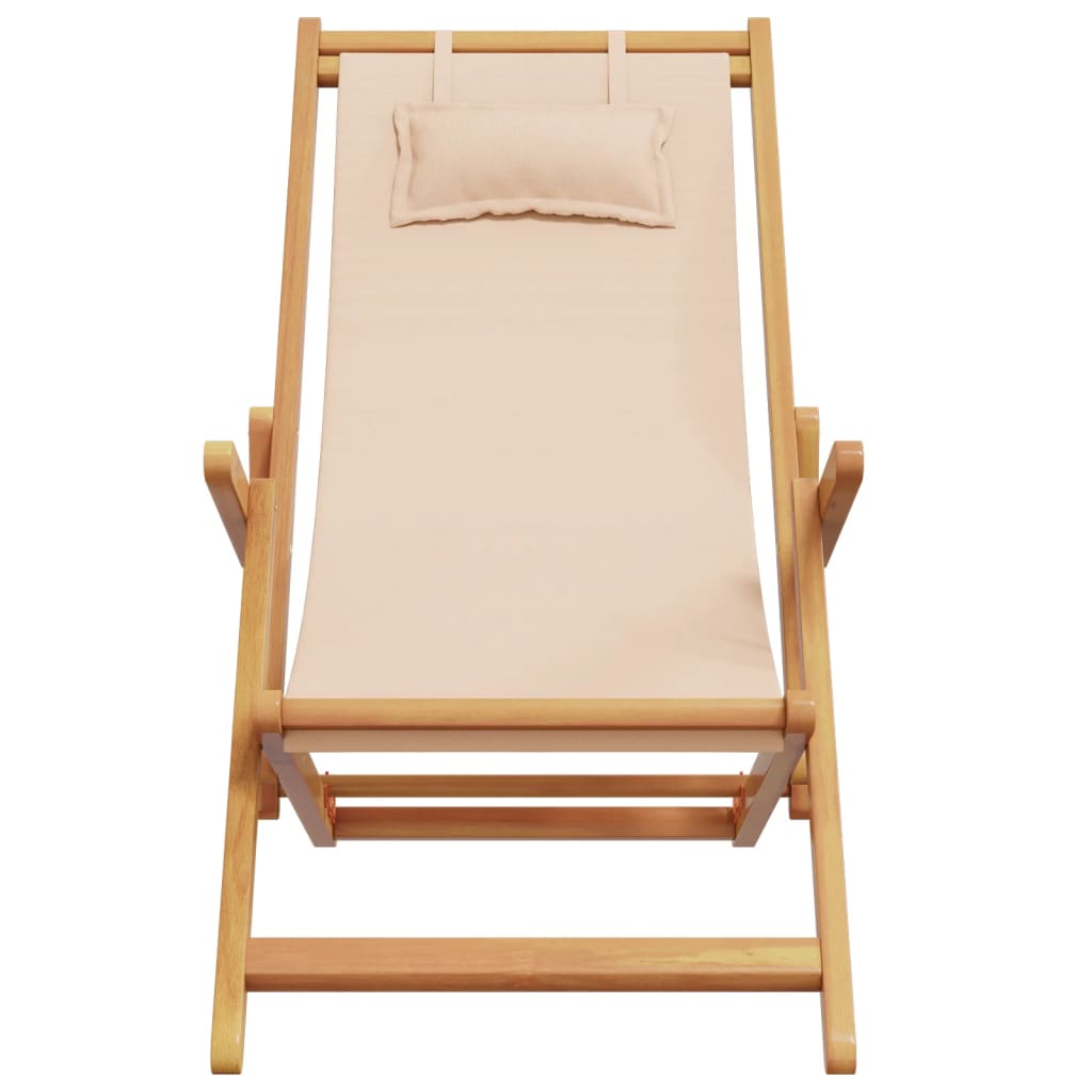 Strandstroelen 2 st inklapbaar stof en massief hout beige is nu te koop bij PeponiXL, paradijselijk wonen!