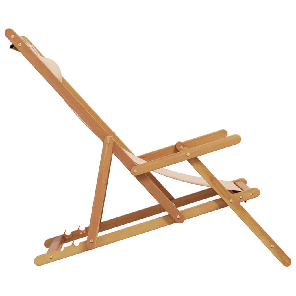 Strandstroelen 2 st inklapbaar stof en massief hout beige is nu te koop bij PeponiXL, paradijselijk wonen!