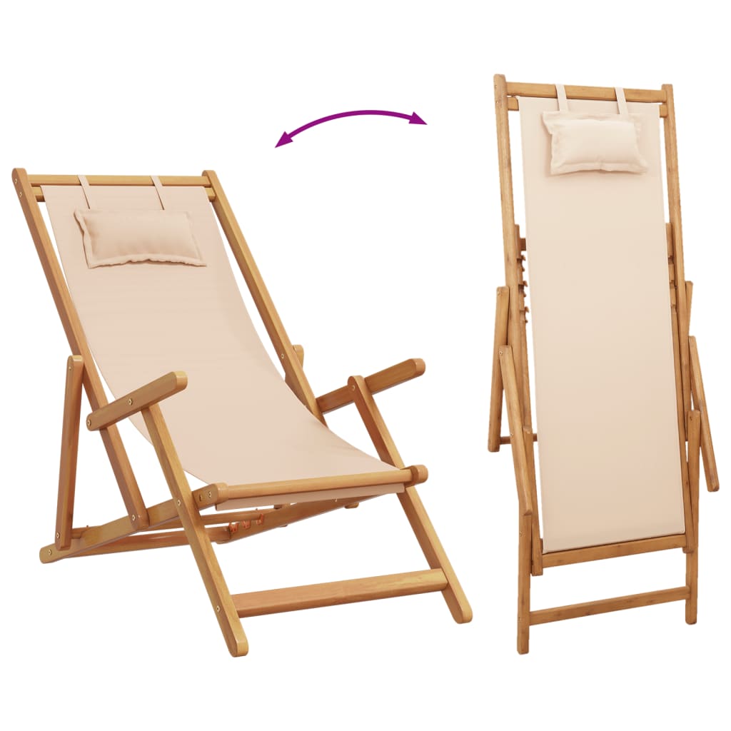 Strandstroelen 2 st inklapbaar stof en massief hout beige is nu te koop bij PeponiXL, paradijselijk wonen!