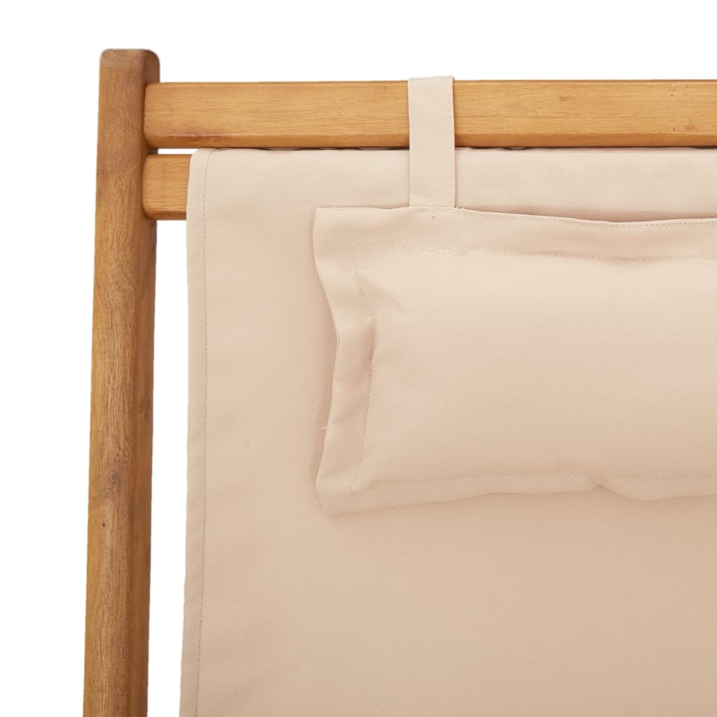 Strandstroelen 2 st inklapbaar stof en massief hout beige is nu te koop bij PeponiXL, paradijselijk wonen!