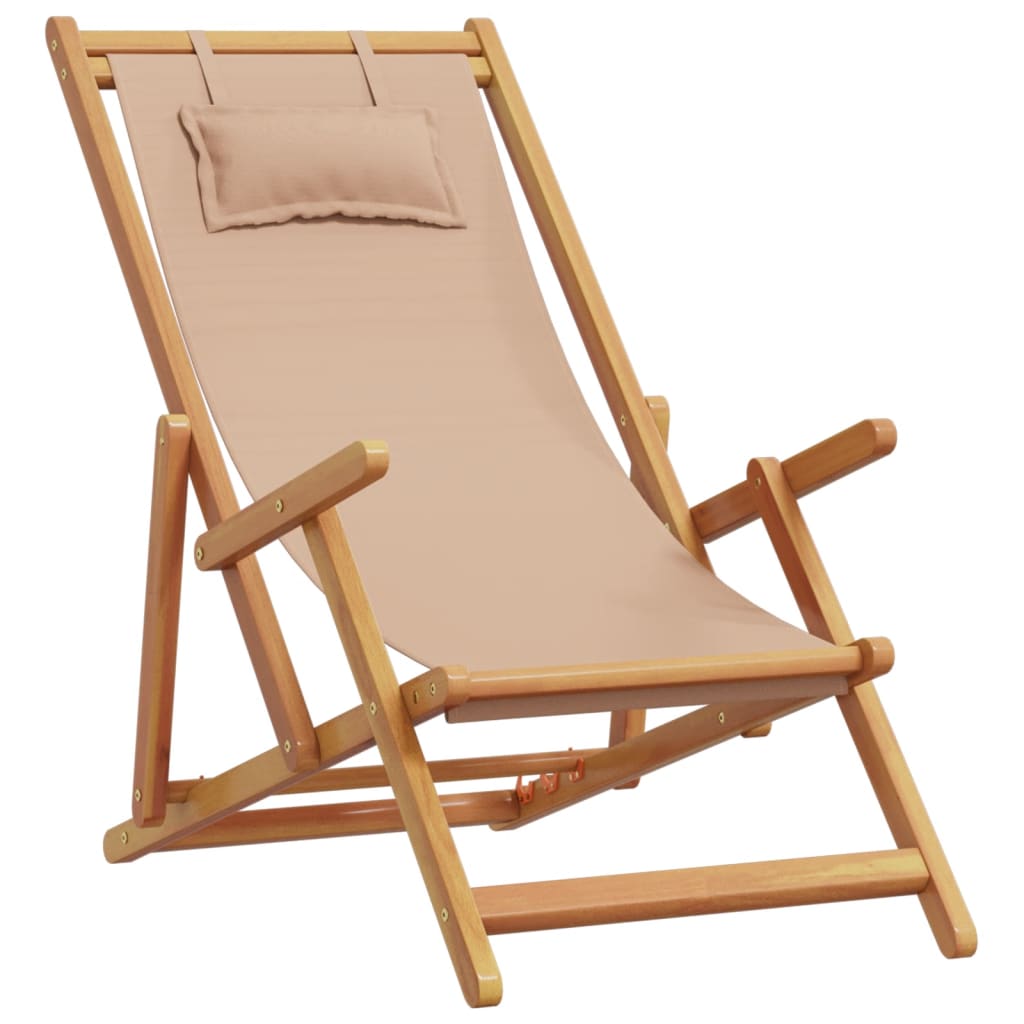Strandstroelen 2 st inklapbaar stof en massief hout taupe is nu te koop bij PeponiXL, paradijselijk wonen!