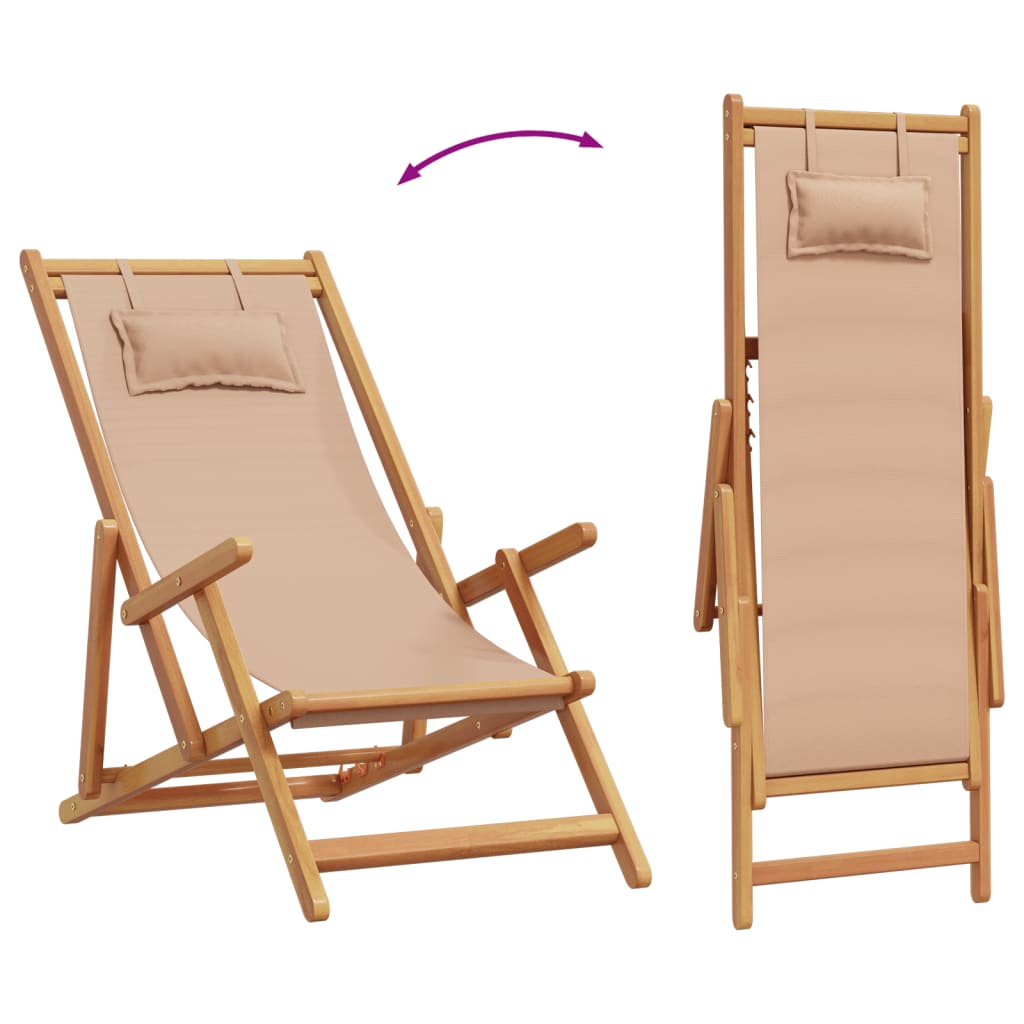 Strandstroelen 2 st inklapbaar stof en massief hout taupe is nu te koop bij PeponiXL, paradijselijk wonen!