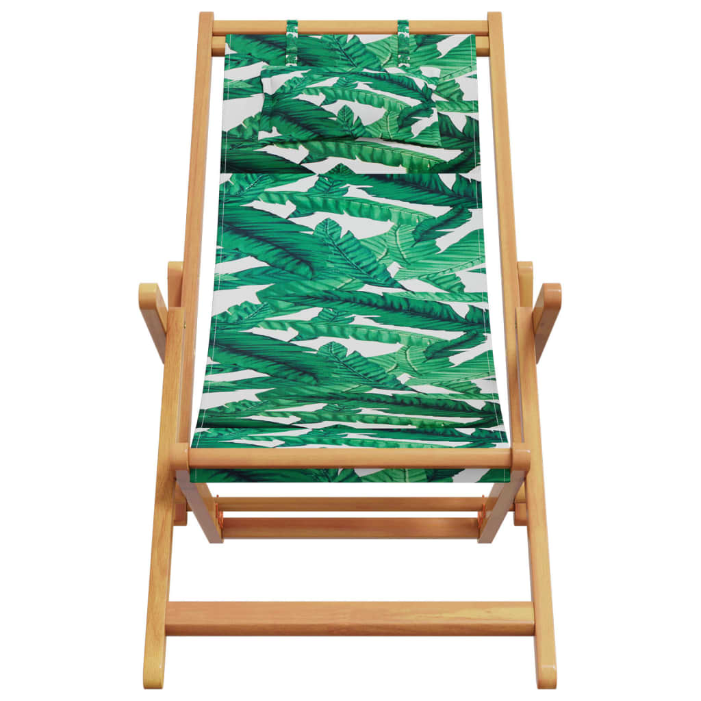 Strandstroelen 2 st inklapbaar stof en massief hout bladpatroon is nu te koop bij PeponiXL, paradijselijk wonen!