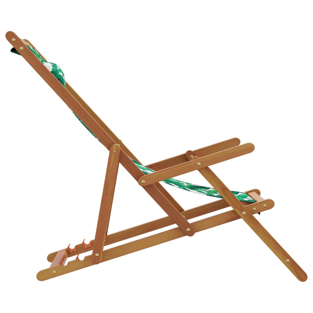 Strandstroelen 2 st inklapbaar stof en massief hout bladpatroon is nu te koop bij PeponiXL, paradijselijk wonen!