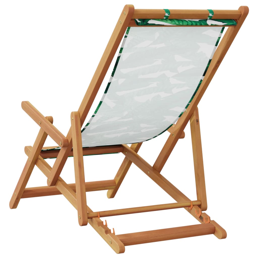 Strandstroelen 2 st inklapbaar stof en massief hout bladpatroon is nu te koop bij PeponiXL, paradijselijk wonen!