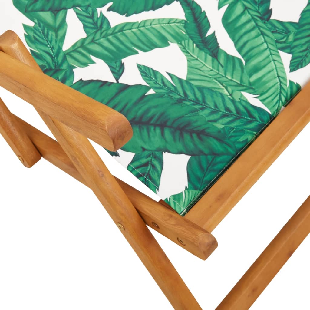 Strandstroelen 2 st inklapbaar stof en massief hout bladpatroon is nu te koop bij PeponiXL, paradijselijk wonen!