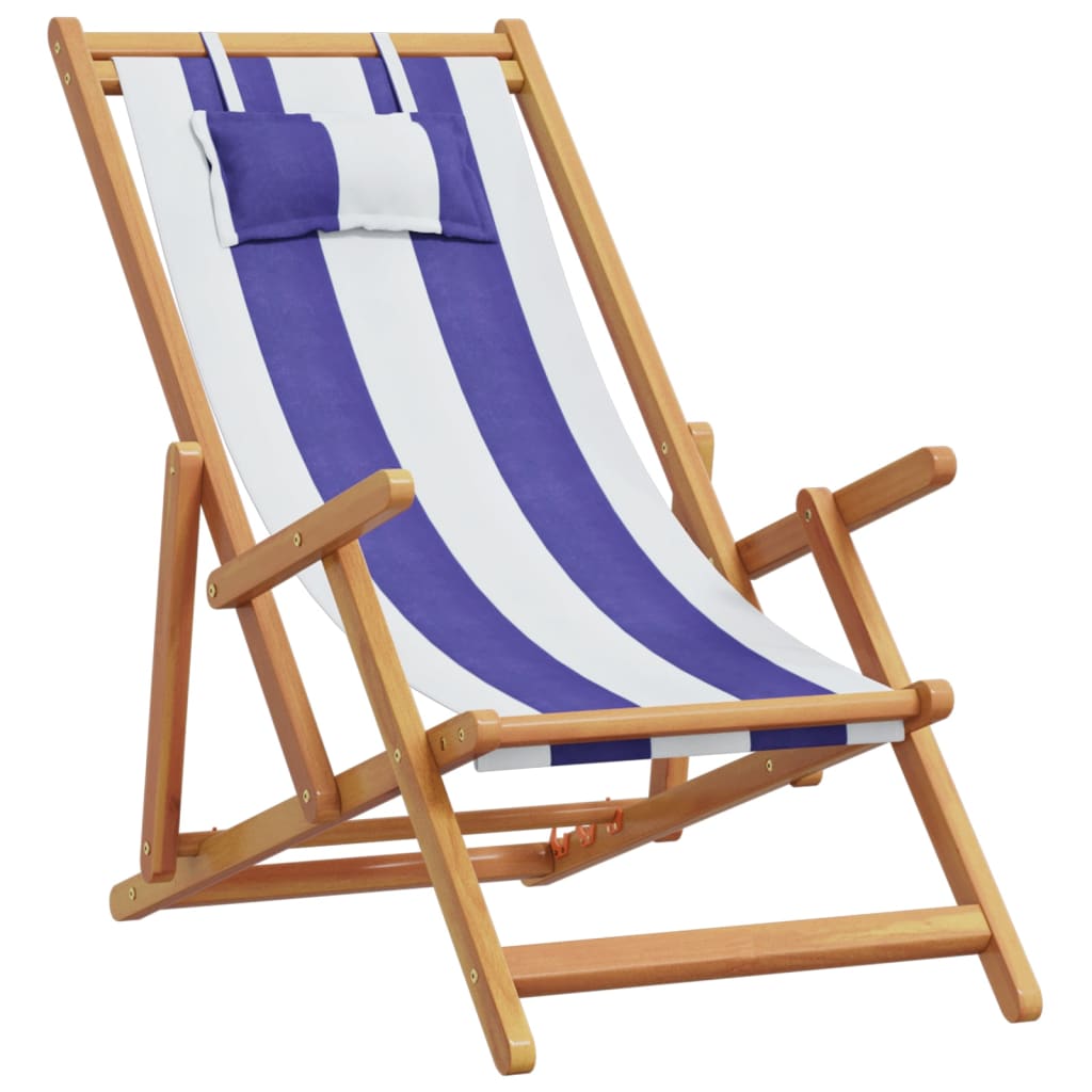 Strandstroelen 2st inklapbaar stof en massief hout blauw en wit is nu te koop bij PeponiXL, paradijselijk wonen!