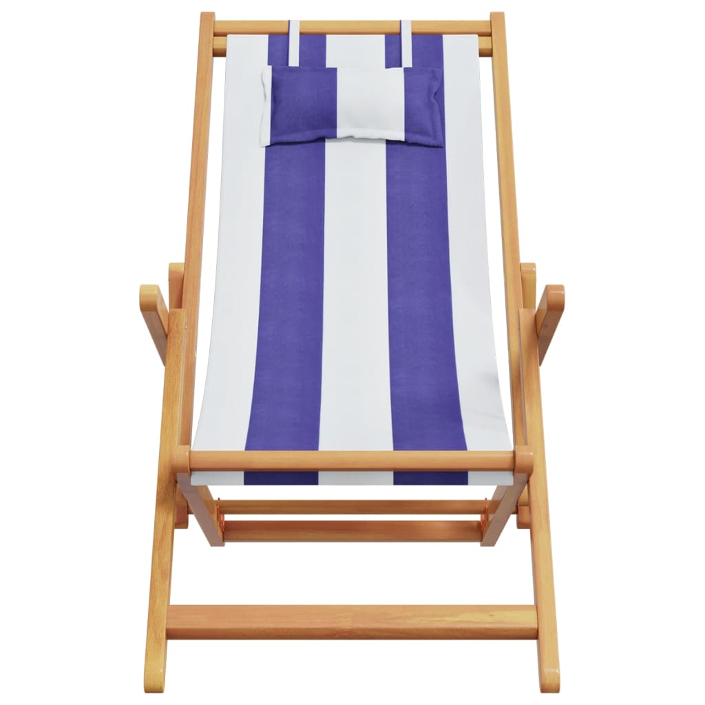 Strandstroelen 2st inklapbaar stof en massief hout blauw en wit is nu te koop bij PeponiXL, paradijselijk wonen!