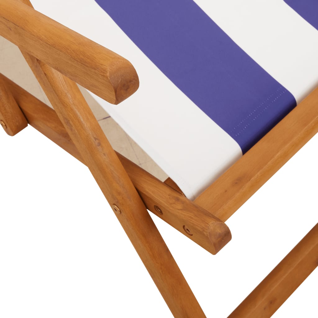 Strandstroelen 2st inklapbaar stof en massief hout blauw en wit is nu te koop bij PeponiXL, paradijselijk wonen!