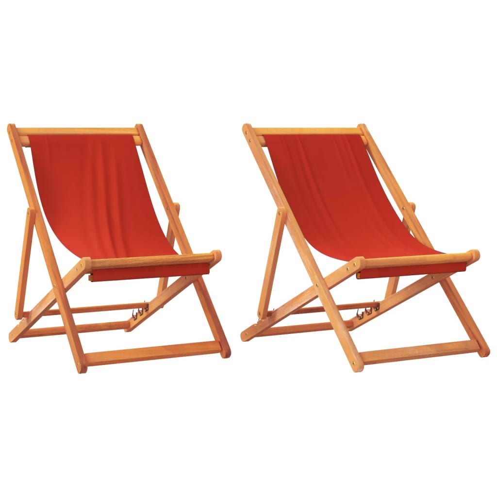 Strandstoelen 2 st inklapbaar stof rood is nu te koop bij PeponiXL, paradijselijk wonen!
