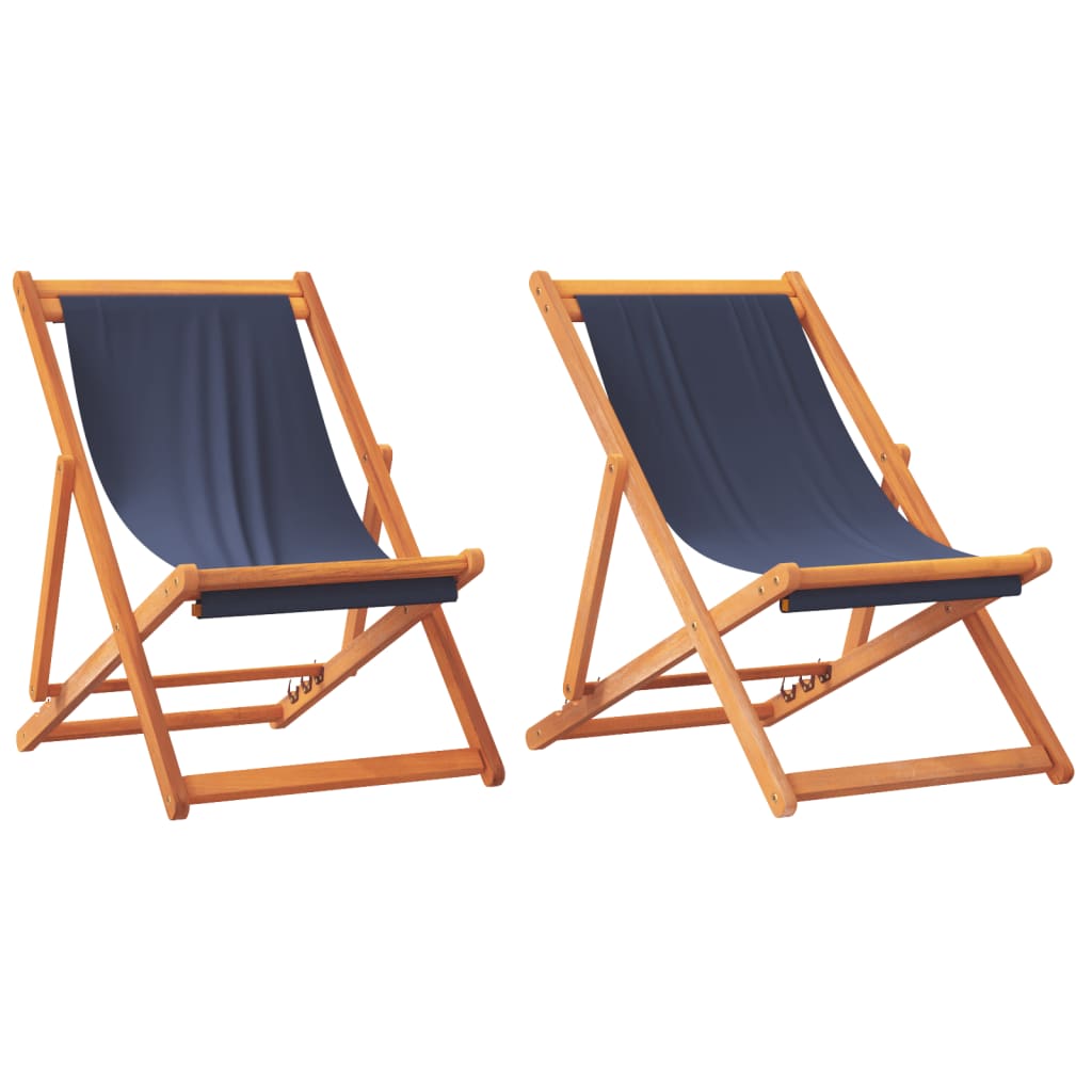 Strandstoelen 2 st inklapbaar stof blauw is nu te koop bij PeponiXL, paradijselijk wonen!