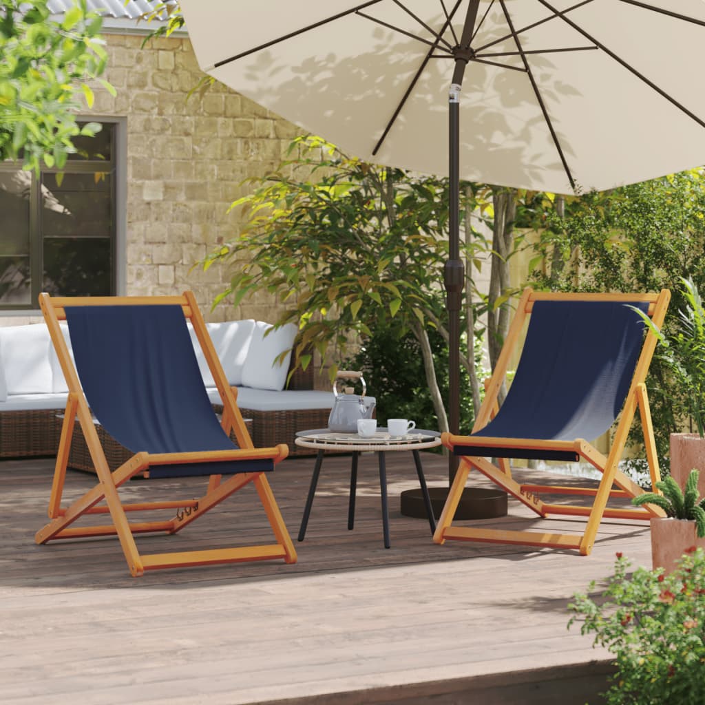 Strandstoelen 2 st inklapbaar stof blauw is nu te koop bij PeponiXL, paradijselijk wonen!
