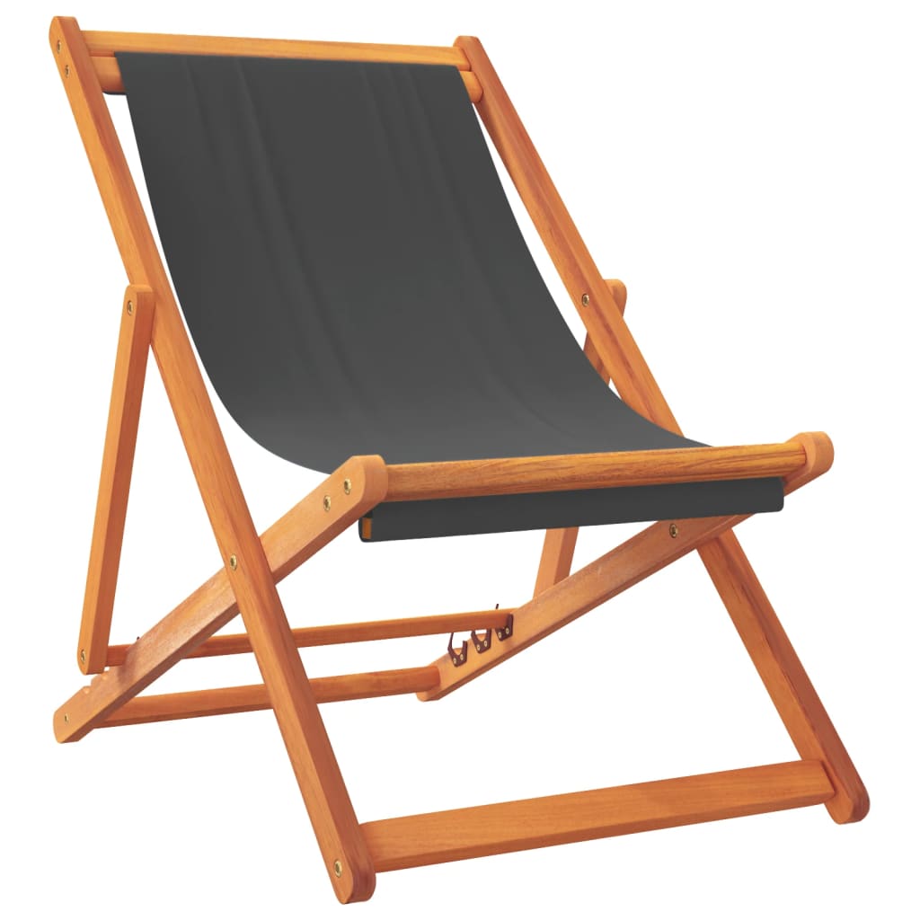 Strandstoelen 2 st inklapbaar stof grijs is nu te koop bij PeponiXL, paradijselijk wonen!
