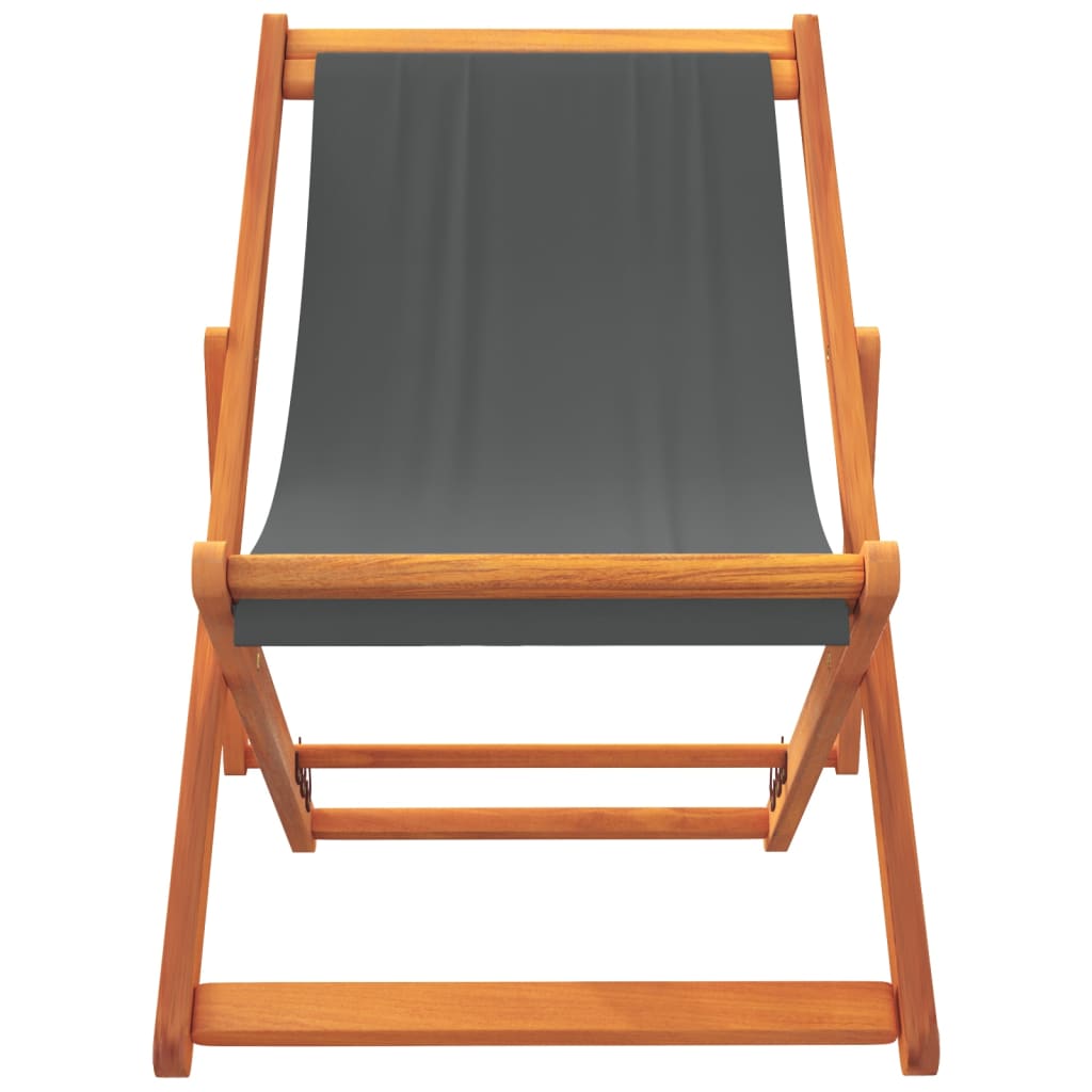 Strandstoelen 2 st inklapbaar stof grijs is nu te koop bij PeponiXL, paradijselijk wonen!