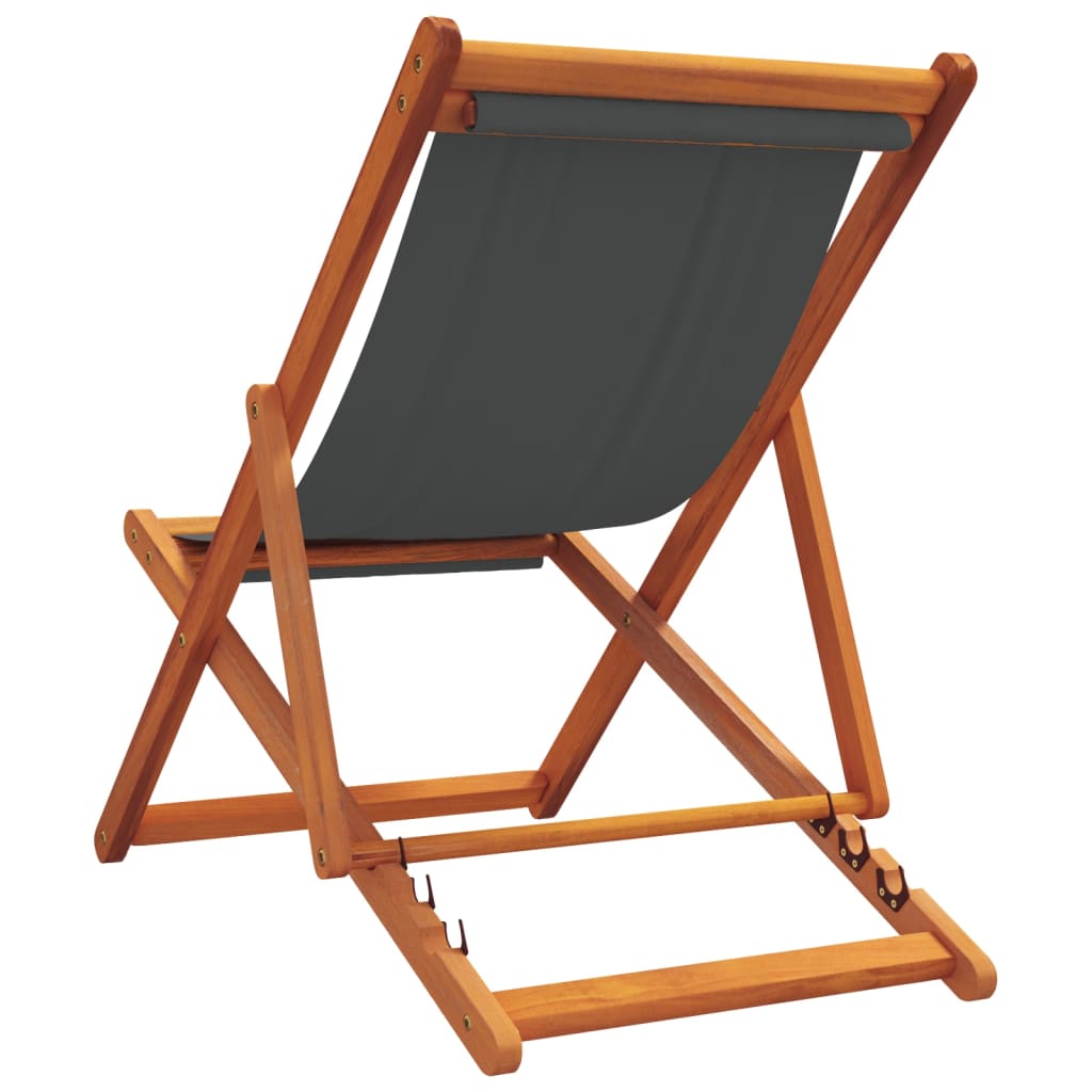 Strandstoelen 2 st inklapbaar stof grijs is nu te koop bij PeponiXL, paradijselijk wonen!