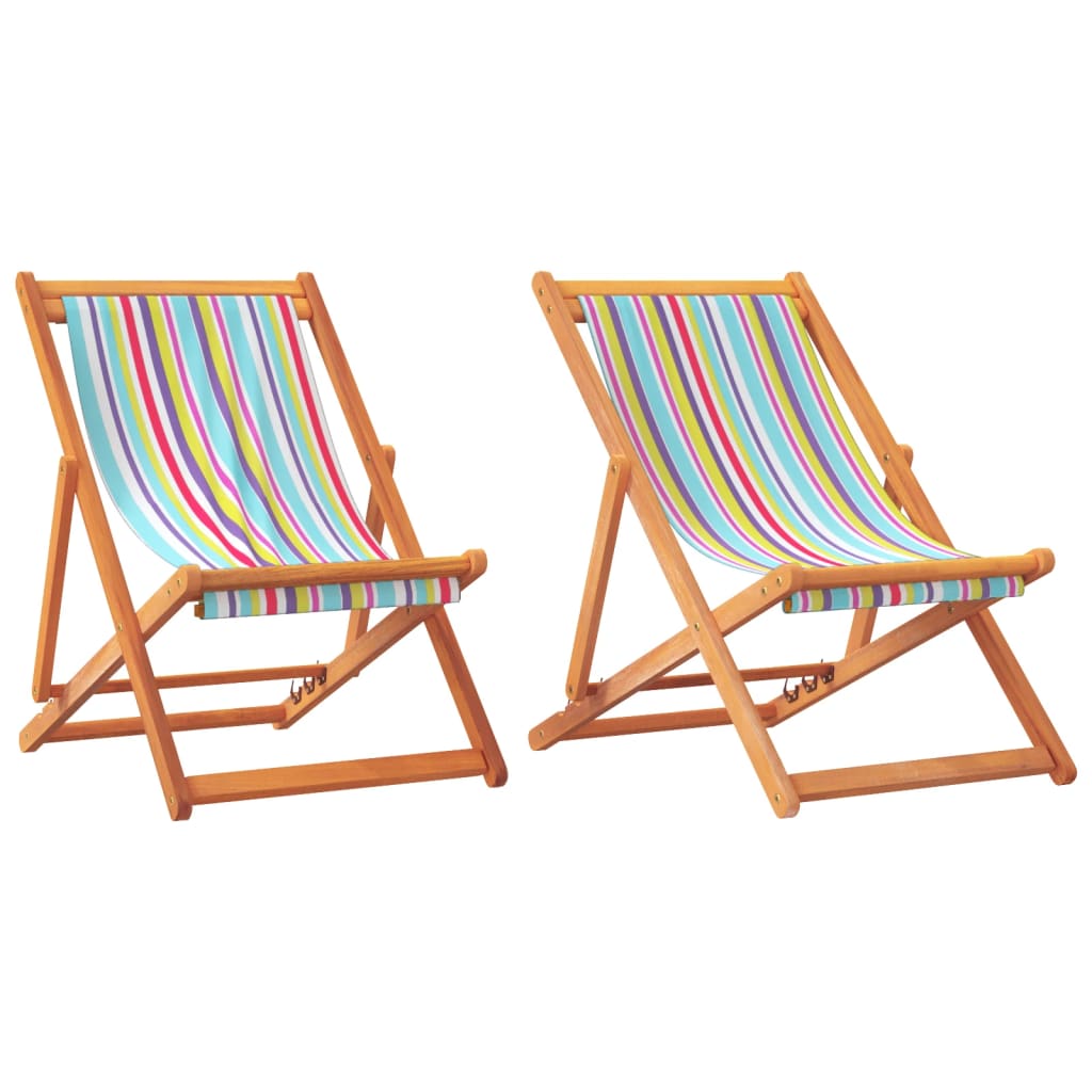 Strandstoelen 2 st inklapbaar stof meerkleurig is nu te koop bij PeponiXL, paradijselijk wonen!