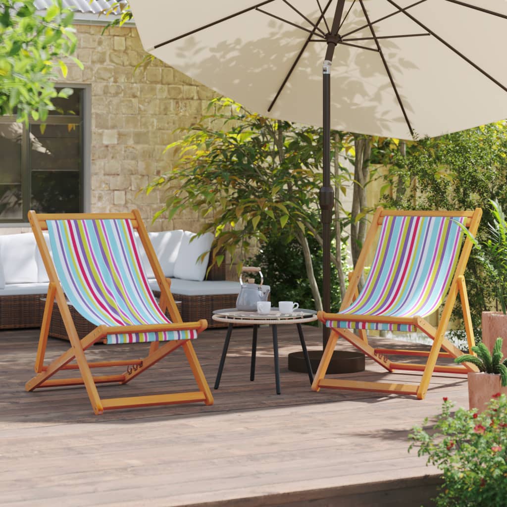 Strandstoelen 2 st inklapbaar stof meerkleurig is nu te koop bij PeponiXL, paradijselijk wonen!