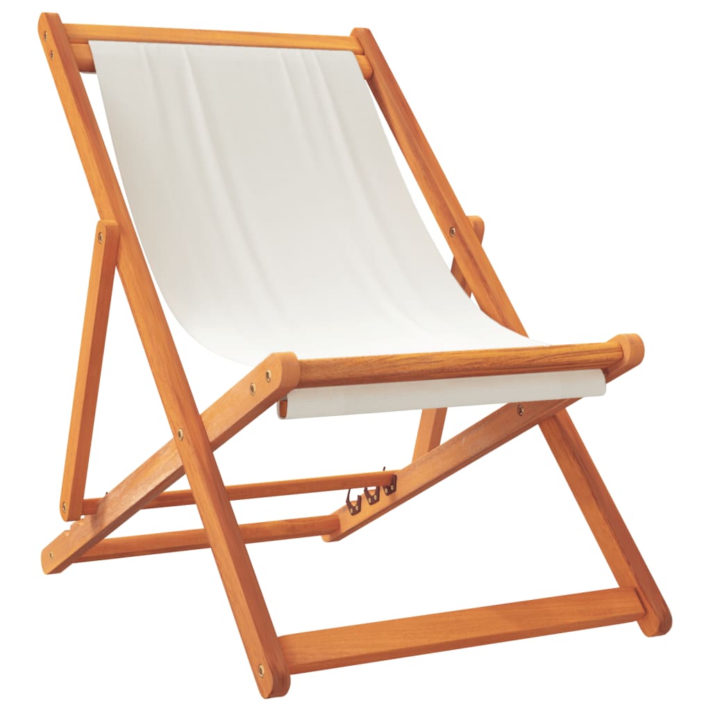 Strandstoelen 2 st inklapbaar stof crèmewit is nu te koop bij PeponiXL, paradijselijk wonen!