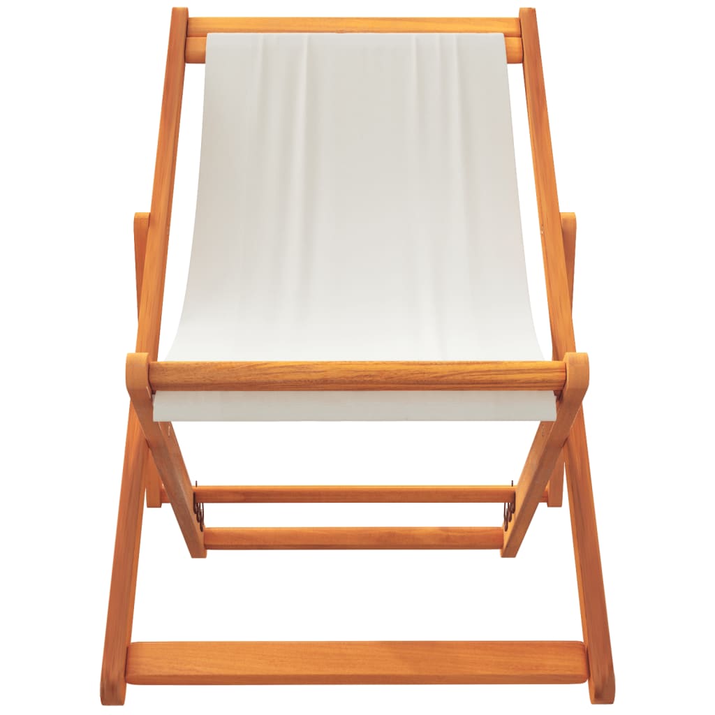 Strandstoelen 2 st inklapbaar stof crèmewit is nu te koop bij PeponiXL, paradijselijk wonen!