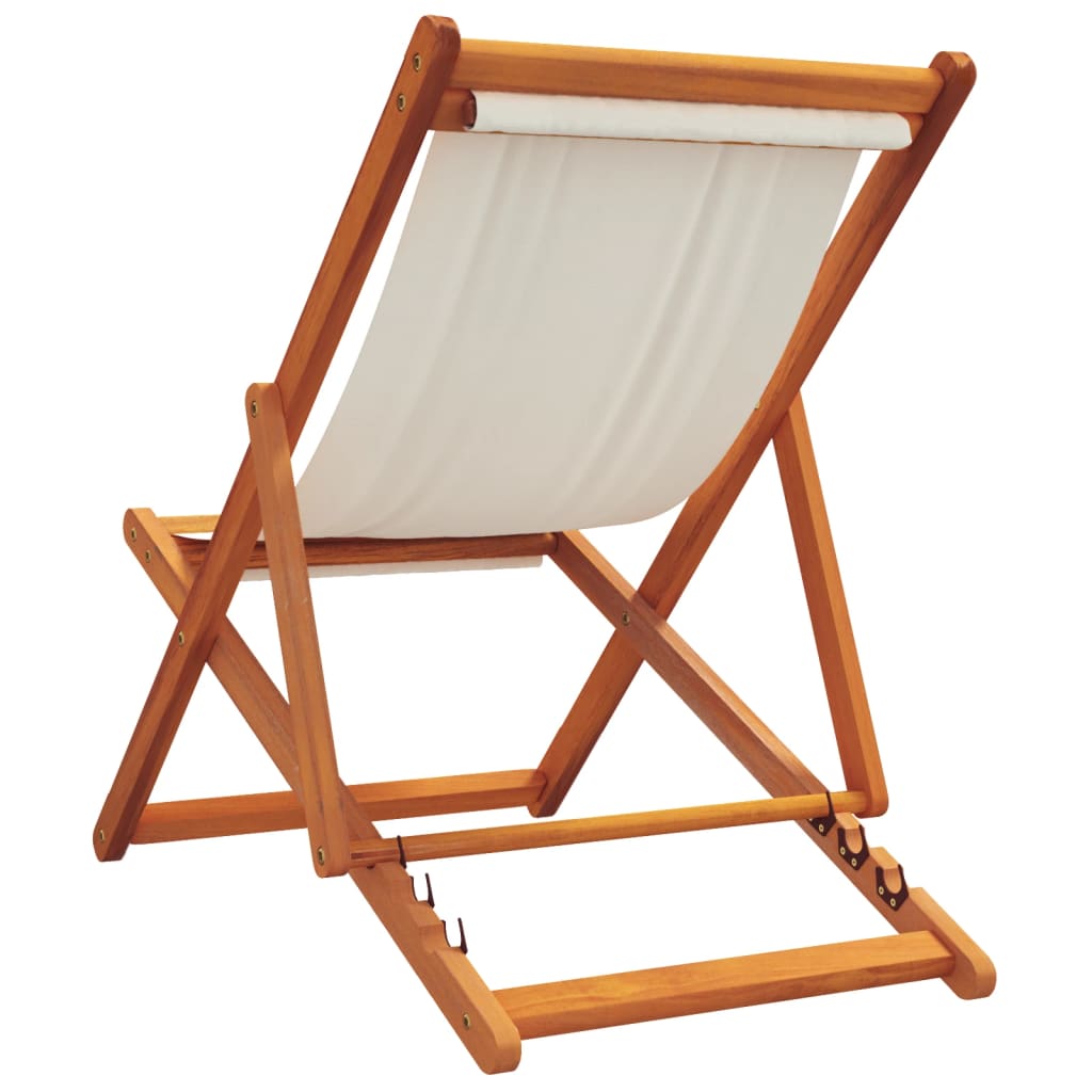 Strandstoelen 2 st inklapbaar stof crèmewit is nu te koop bij PeponiXL, paradijselijk wonen!