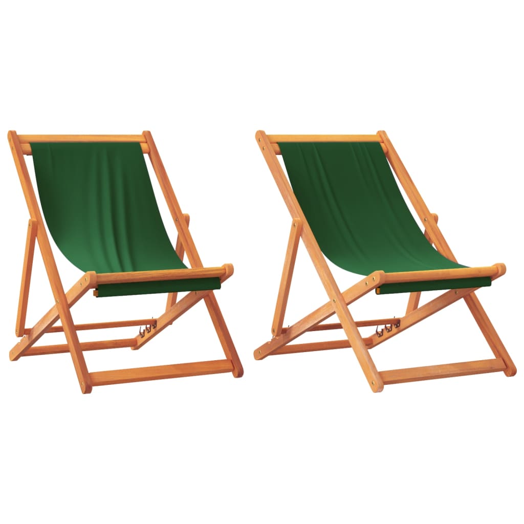 Strandstoelen 2 st inklapbaar stof groen is nu te koop bij PeponiXL, paradijselijk wonen!