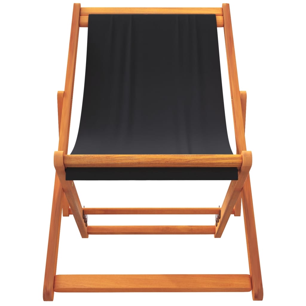 Strandstoelen 2 st inklapbaar stof zwart is nu te koop bij PeponiXL, paradijselijk wonen!