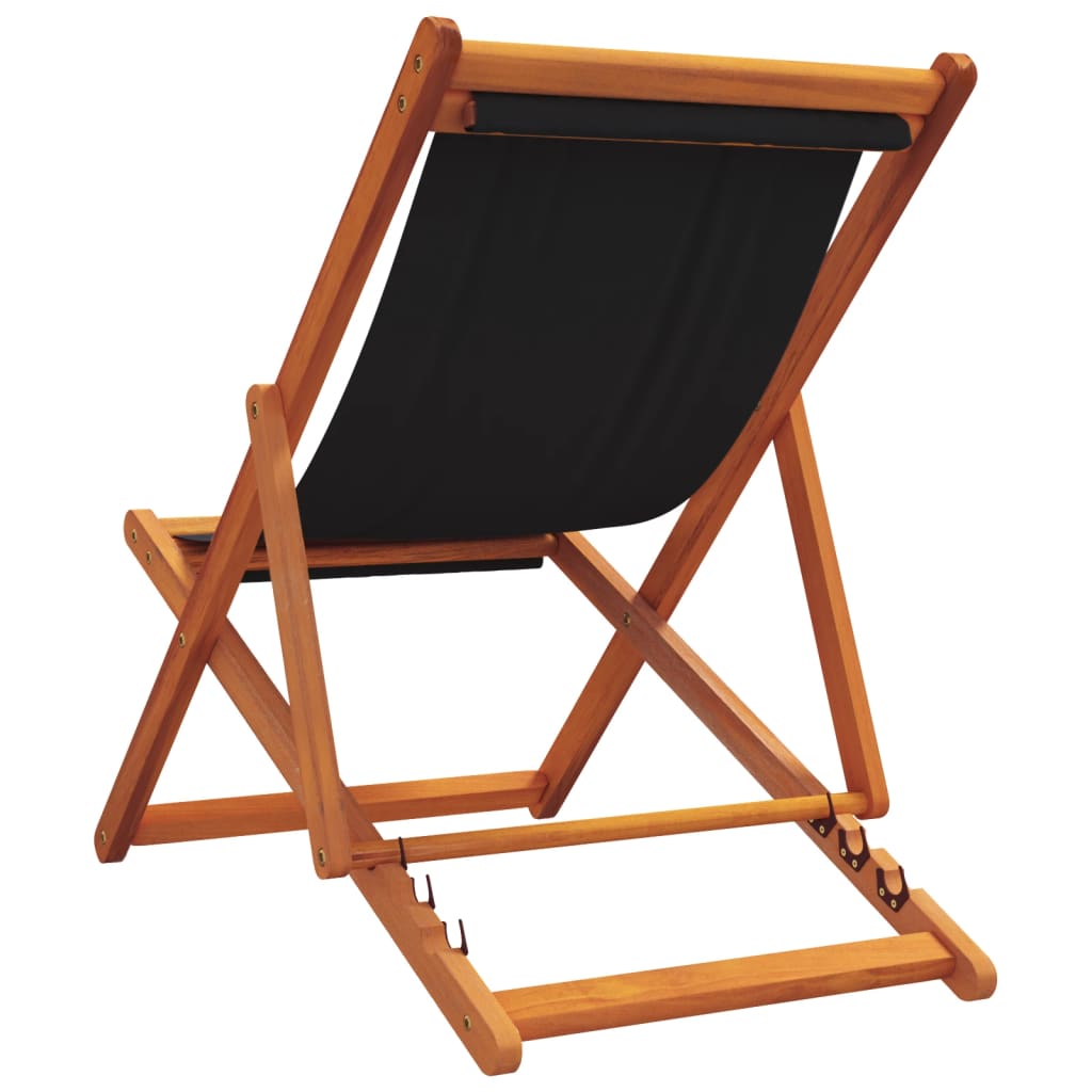 Strandstoelen 2 st inklapbaar stof zwart is nu te koop bij PeponiXL, paradijselijk wonen!