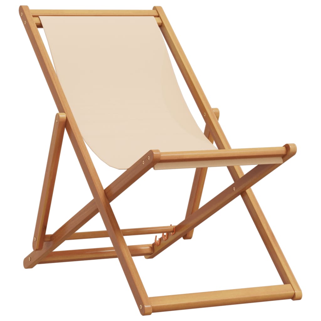 Strandstroelen 2 st inklapbaar stof en massief hout beige is nu te koop bij PeponiXL, paradijselijk wonen!
