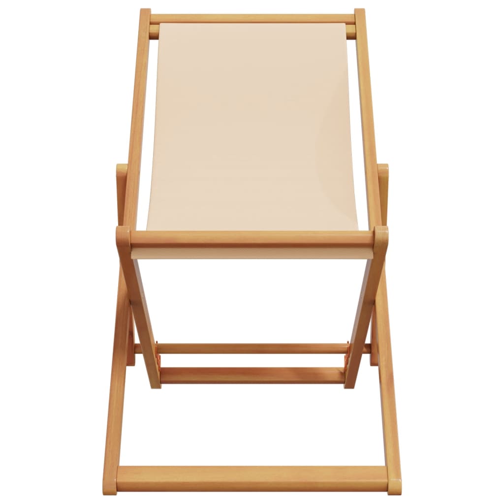 Strandstroelen 2 st inklapbaar stof en massief hout beige is nu te koop bij PeponiXL, paradijselijk wonen!
