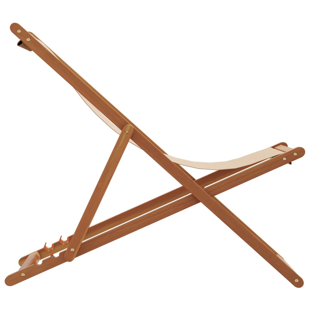 Strandstroelen 2 st inklapbaar stof en massief hout beige is nu te koop bij PeponiXL, paradijselijk wonen!