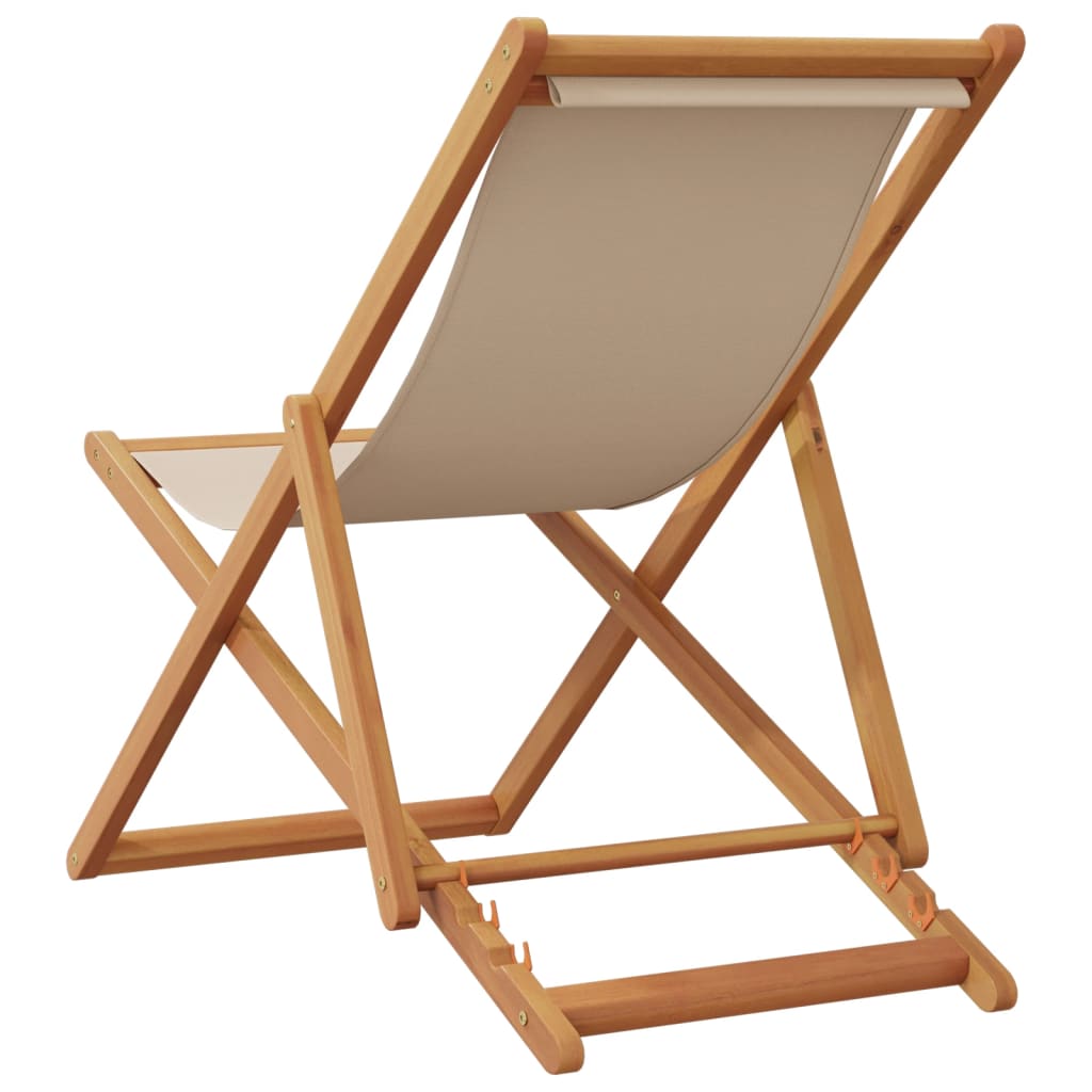 Strandstroelen 2 st inklapbaar stof en massief hout beige is nu te koop bij PeponiXL, paradijselijk wonen!