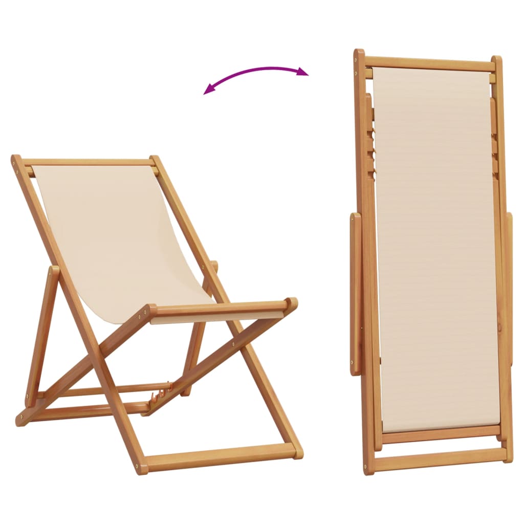 Strandstroelen 2 st inklapbaar stof en massief hout beige is nu te koop bij PeponiXL, paradijselijk wonen!