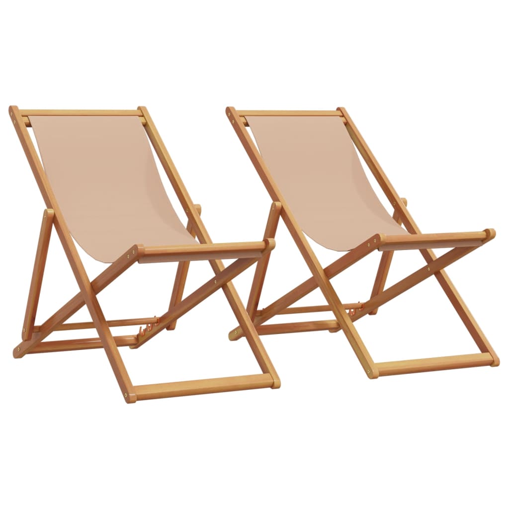 Strandstroelen 2 st inklapbaar stof en massief hout taupe is nu te koop bij PeponiXL, paradijselijk wonen!