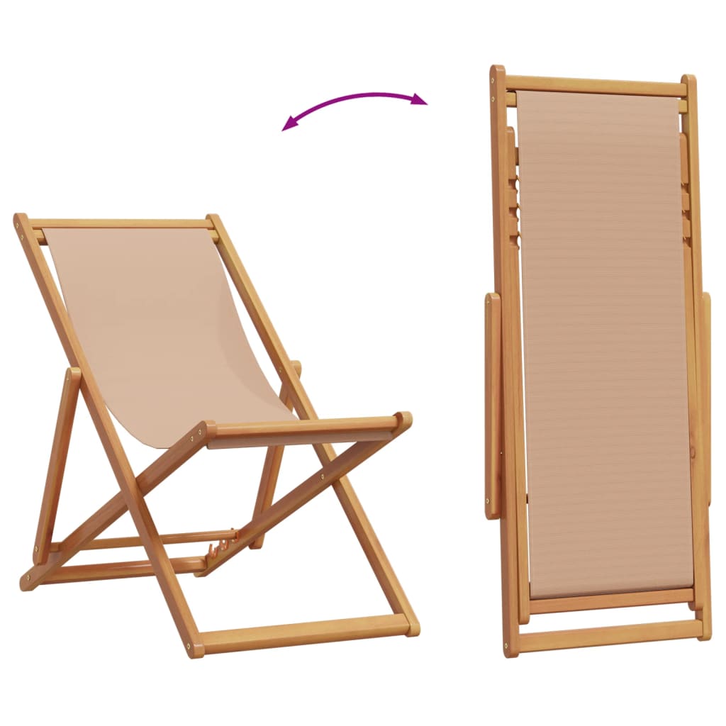 Strandstroelen 2 st inklapbaar stof en massief hout taupe is nu te koop bij PeponiXL, paradijselijk wonen!