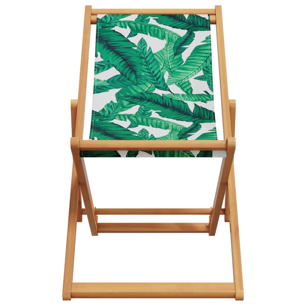 Strandstroelen 2 st inklapbaar stof en massief hout bladpatroon is nu te koop bij PeponiXL, paradijselijk wonen!