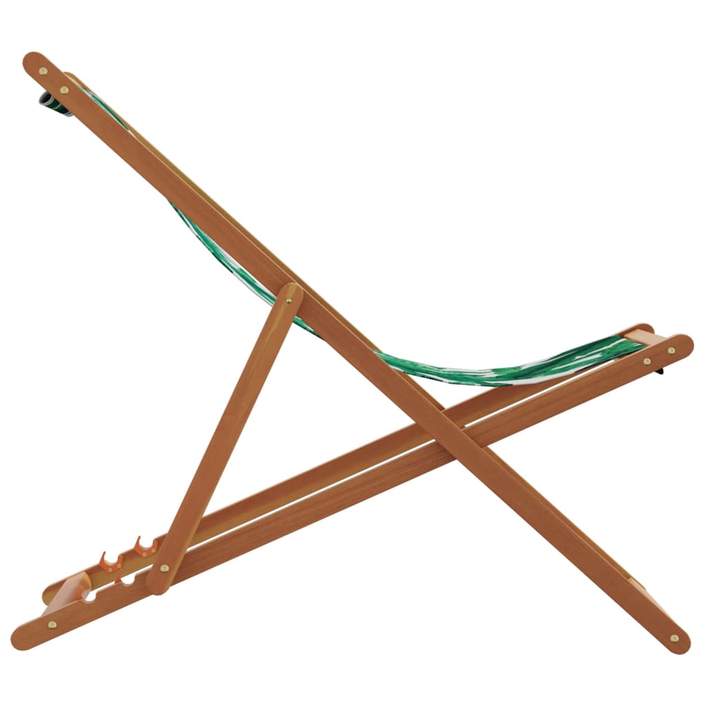 Strandstroelen 2 st inklapbaar stof en massief hout bladpatroon is nu te koop bij PeponiXL, paradijselijk wonen!