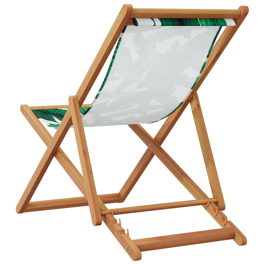 Strandstroelen 2 st inklapbaar stof en massief hout bladpatroon is nu te koop bij PeponiXL, paradijselijk wonen!