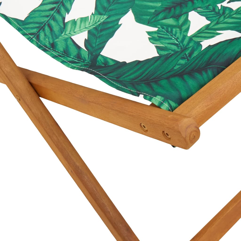 Strandstroelen 2 st inklapbaar stof en massief hout bladpatroon is nu te koop bij PeponiXL, paradijselijk wonen!