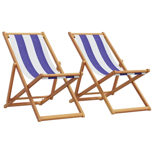 Strandstroelen 2st inklapbaar stof en massief hout blauw en wit is nu te koop bij PeponiXL, paradijselijk wonen!