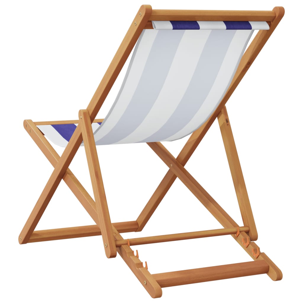 Strandstroelen 2st inklapbaar stof en massief hout blauw en wit is nu te koop bij PeponiXL, paradijselijk wonen!